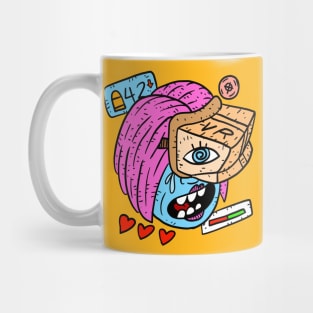 VR gaming. virtual reality. a trippy sticker doodle. Mug